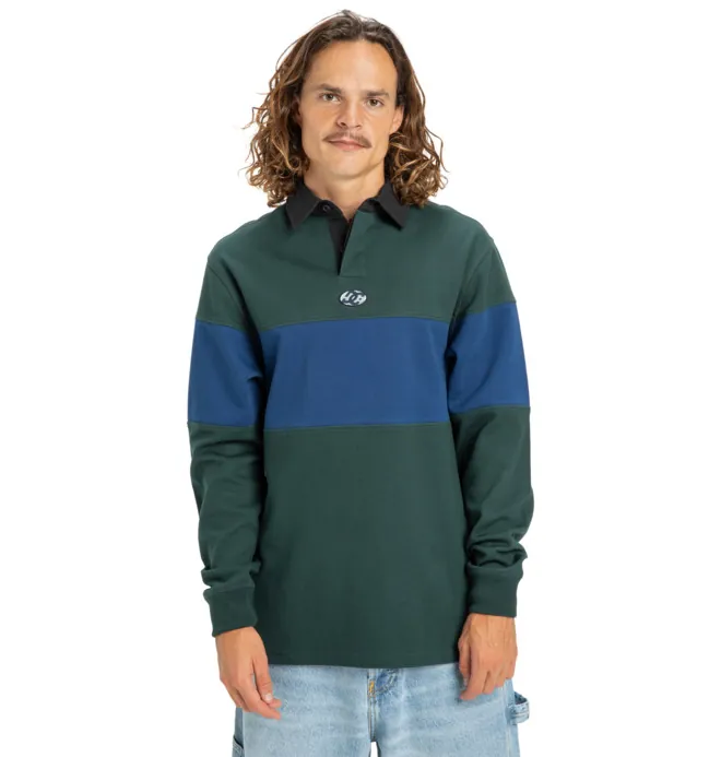 Second Half Polo - Camiseta de manga larga estilo rugby Verde hombre