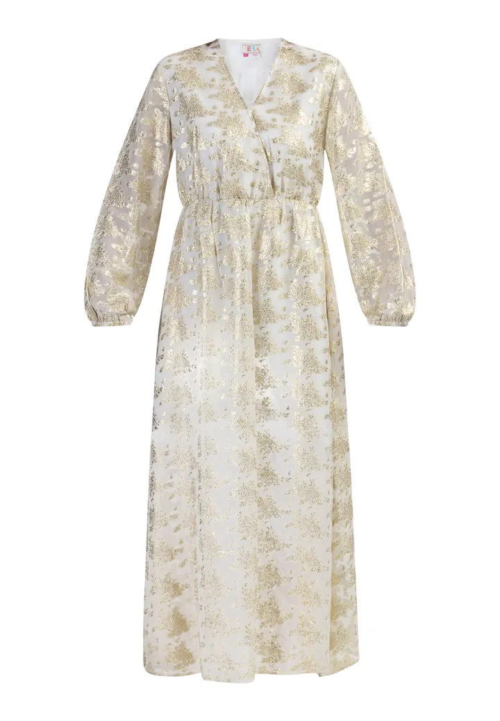 IZIA Vestido  oro / blanco lana