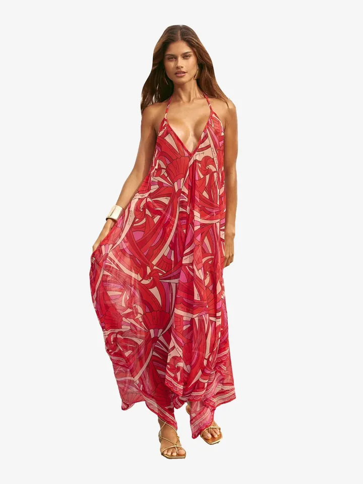 Lipsy Vestido de playa beige / rosa / rojo / negro