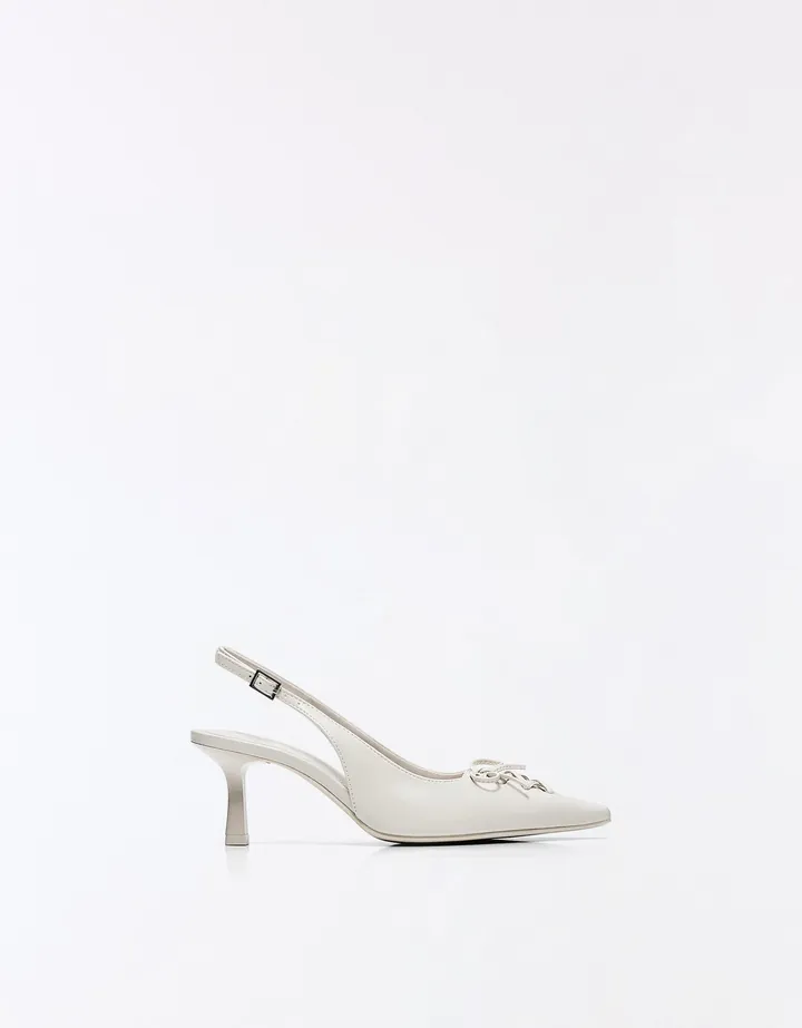 Bershka Zapato Tacón Kitten Corset Mujer 35 Blanco