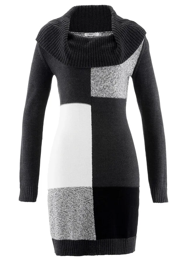 Vestido de punto de manga larga hasta la rodilla