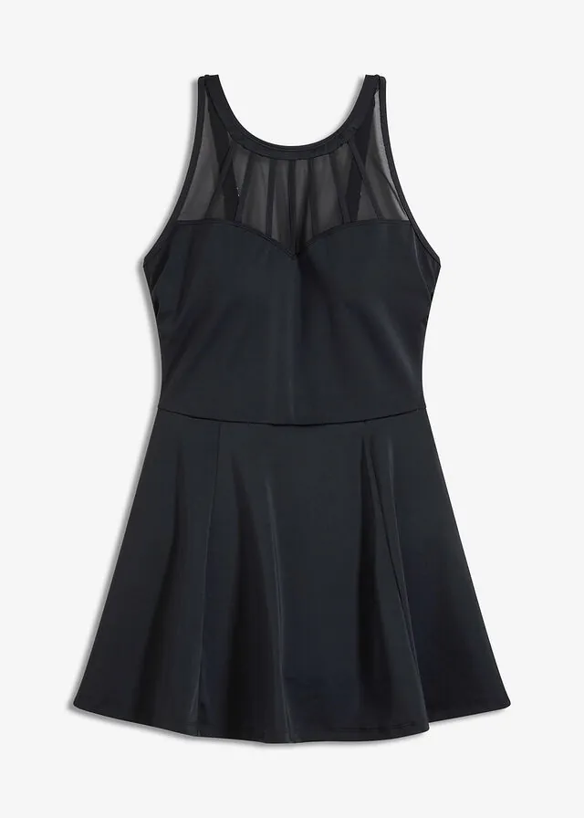 Traje de baño con efecto moldeador medio y malla transparente