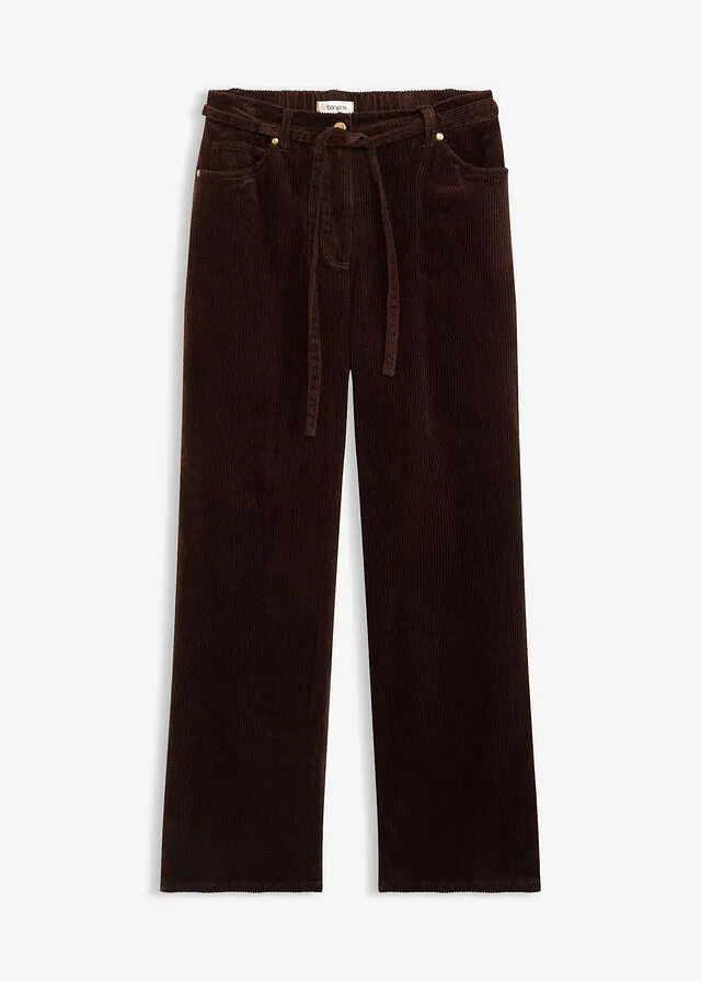Pantalón ancho de pana con cinturón