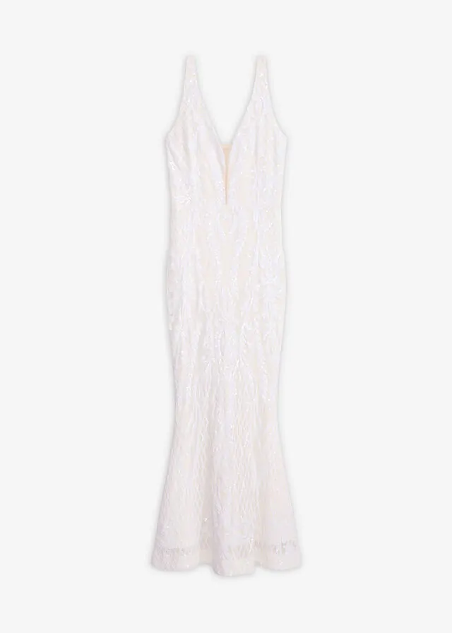 Vestido de novia de tul delicado con bordado de lentejuelas