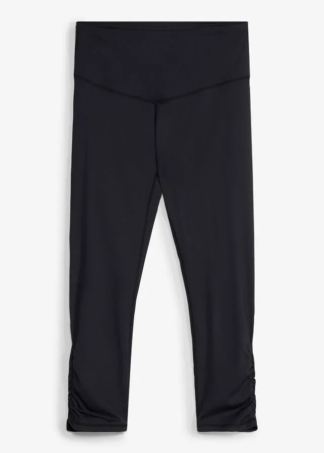 Leggings deportivos capri ultraligeros con fruncido y material de secado rápido