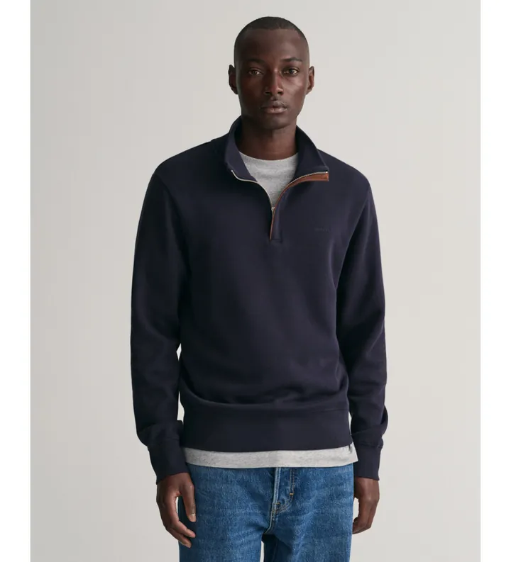 Gant para hombre. 2068028 Sudadera Sacker Rib con media cremallera marino (3XL), Casual, Algodón