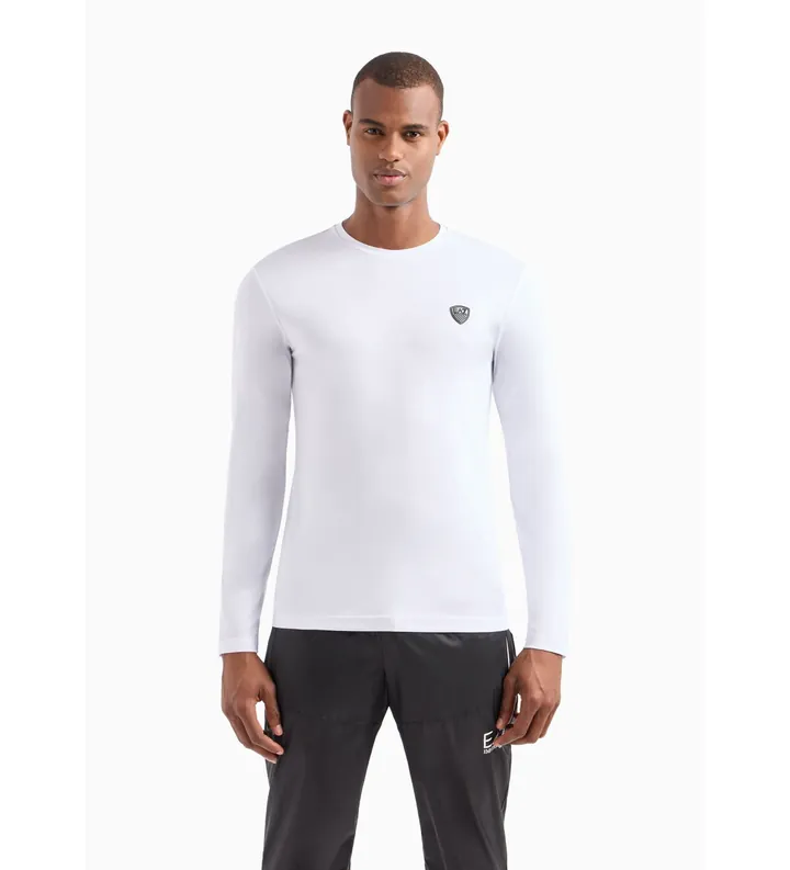 EA7 para hombre. 8NPT17_PJRGZ Camisetas de manga larga blanco (3XL), Casual, Viscosa