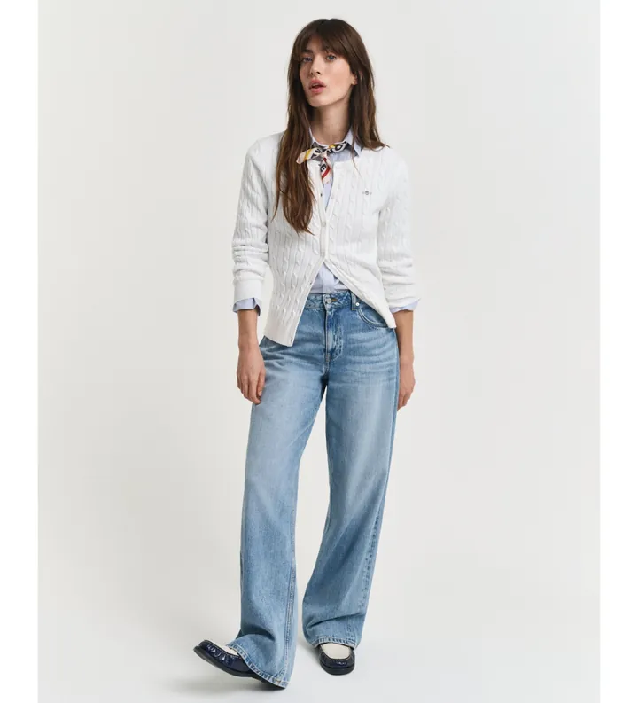 Gant para mujer. 4800103 Cárdigan de punto de ochos blanco roto (L), Casual, Algodón