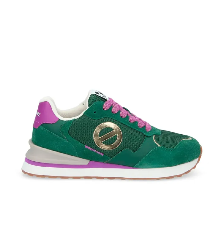 NO NAME para mujer. QNIPSK0 Zapatillas de piel y lona Tova Runner con suela ligera verde (37), Plano, Cordones, Casual