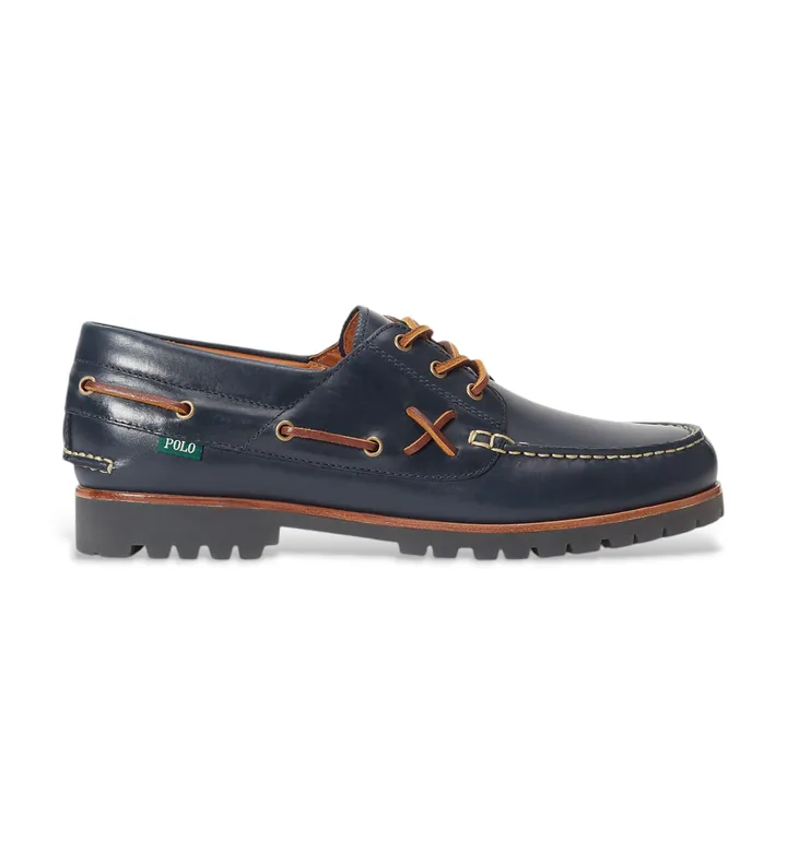 Polo Ralph Lauren para hombre. 812913545003 Náuticos de piel Ranger marino (40), Plano, Cordones, Casual