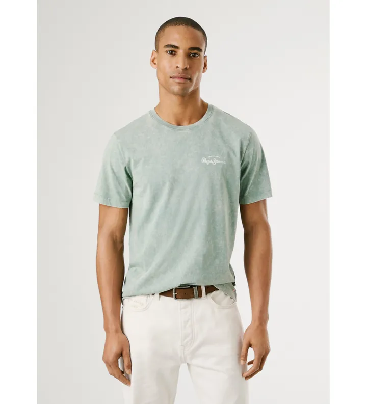 Pepe Jeans para hombre. PM509960 Camiseta Terell verde (L), Casual, Algodón, Manga corta