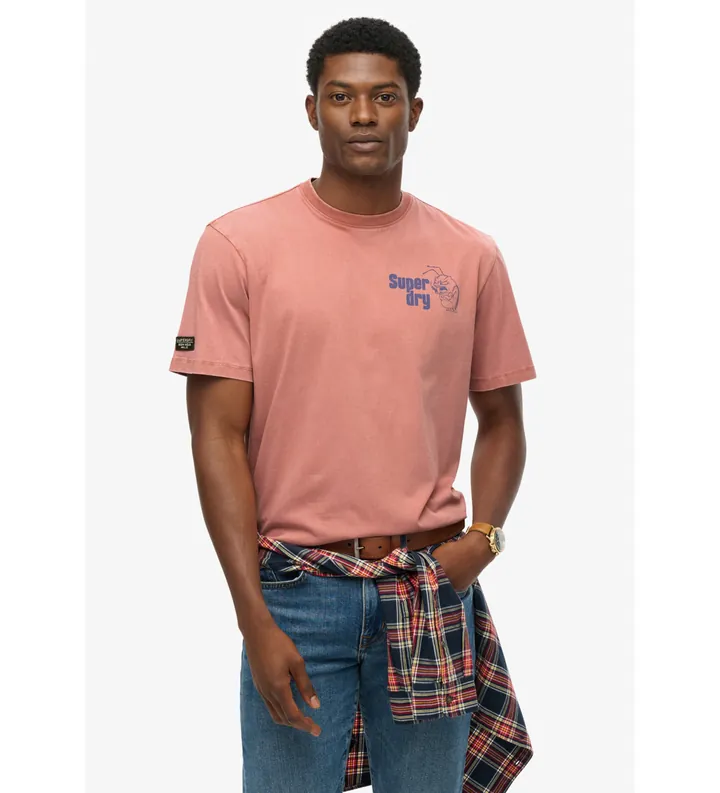 Superdry para hombre. M1012263A Camiseta Trade Tools rosa (L), Casual, Algodón, Manga corta