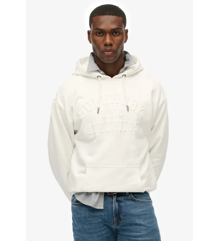 Superdry para hombre. M2014391A Sudadera Athletic Emboss Oversized Hood blanco (L), Casual, Algodón