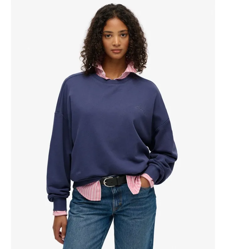 Superdry para mujer. W2012475A Sudadera Essential Logo GD Relax marino (L), Casual, Algodón, Manga larga
