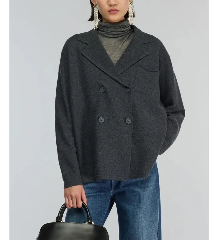 Semicouture para mujer. Y5WB06 Cárdigan Graciana antracita (L), Casual, Gris, Lana