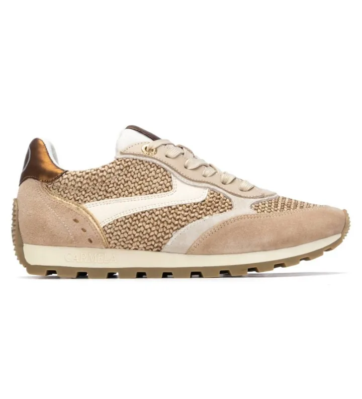 Carmela para mujer. 16323002-BEIGE Zapatillas 163230 marrón (36), Tela, Plano, Cordones, Casual