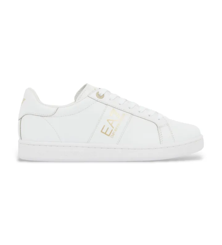 EA7 unisex. 7X000332_AF10848 Zapatillas De Piel Classic Ea7 Blanco (41 1/3), Plano, 1 a 3cm, Cordones, Casual, Deportivo