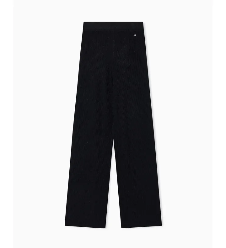 A|X Armani Exchange para mujer. XW001878AF11957MC005 Pantalón ancho de hilo de lúrex negro (L), Casual, Viscosa