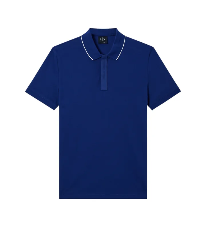 A|X Armani Exchange para hombre. XM001285AF10366UB131 Polo Shirt bellwether marino (L), Blanco, Casual, Algodón, Manga corta