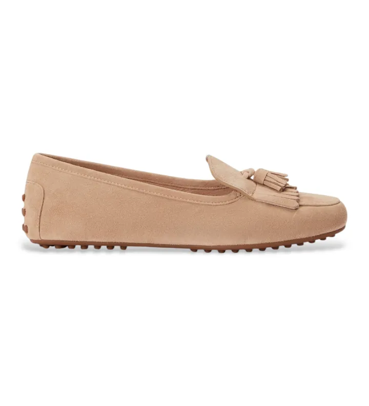 Lauren Ralph Lauren para mujer. 802P22310002 Mocasines Tayte de ante beige (36), Piel, Plano, Ninguno, Casual, Clásico