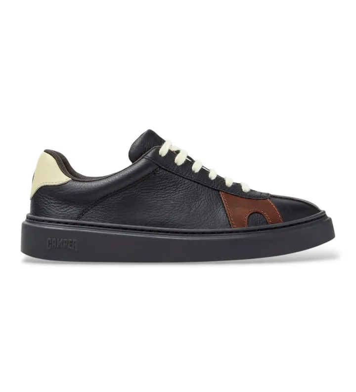 Camper para mujer. K201909-006 Zapatillas de piel Runner Twentyfive Twins negro (36), Plano, Cordones, Casual