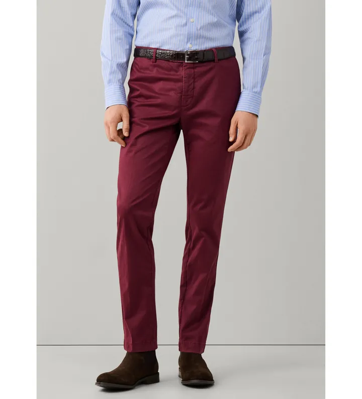 Hackett London para hombre. HM2100116 Pantalón chino Kensington burdeos (31/32), Casual, Algodón