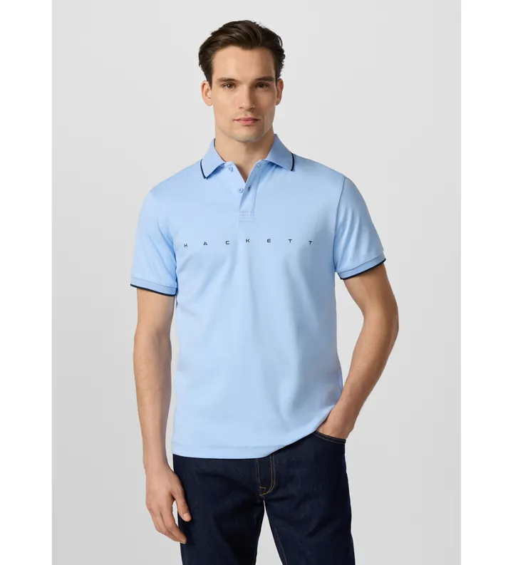 Hackett London para hombre. HM5600188 Polo Hs Essential azul (L), Casual, Algodón, Manga corta