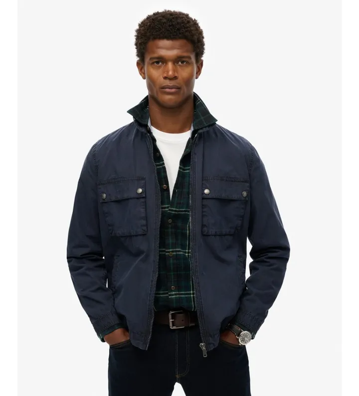Superdry para hombre. M4010930A Chaqueta Essentials marino (L), Casual, Algodón