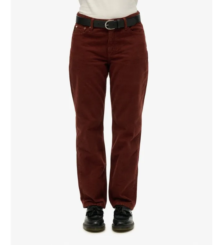 Superdry para mujer. W7011216A Pantalón Straight Leg marrón (26/30), Casual, Pana