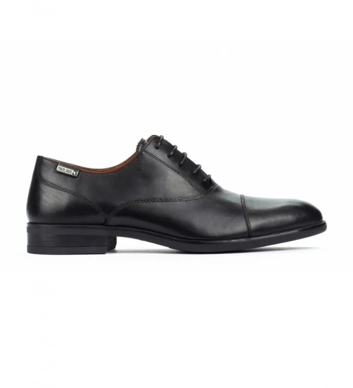 Pikolinos para hombre. M7J-4184 Mocasines de piel Bristol negro (39), Plano, Cordones, Casual