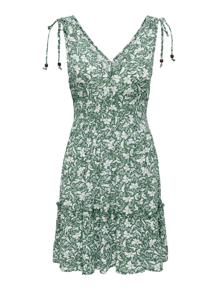 ONLY Vestido de verano 'ONLFERNANDA'  verde / blanco