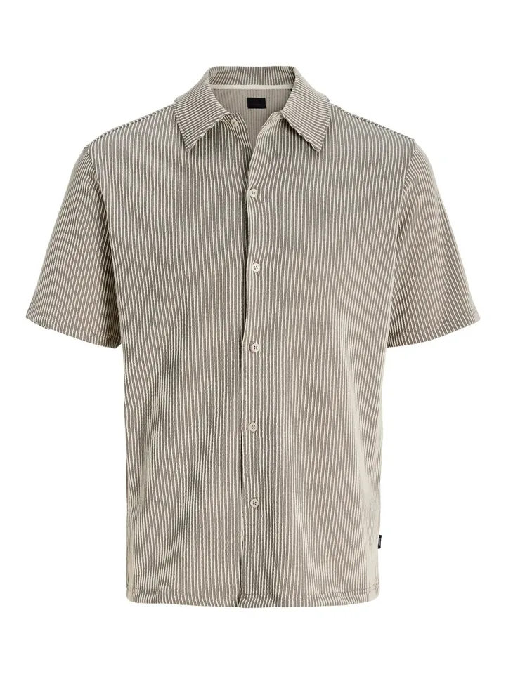 JACK & JONES Camisa beige / gris oscuro