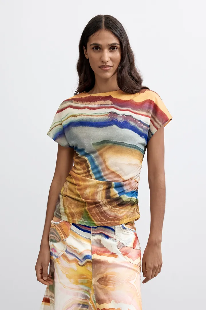 Desigual, Camiseta Estampada, Mujer, Poliester, L