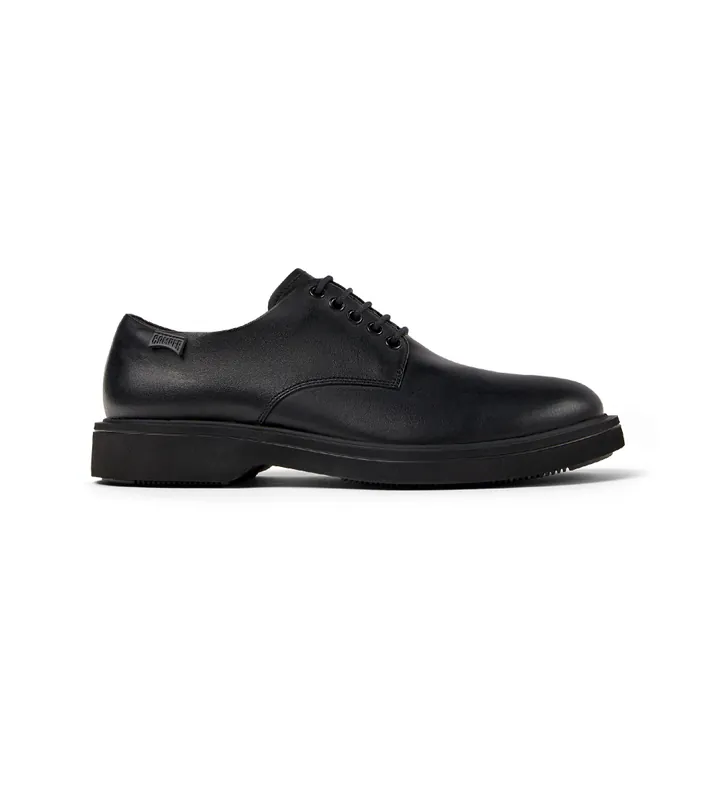 Camper para hombre. K100998-001 Zapatos de piel Norman negro (39), Plano, Cordones, Casual