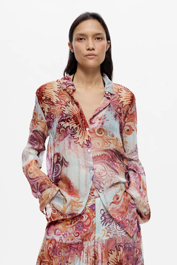 Desigual, Camisa estampada paisley, Mujer, Rojo, L