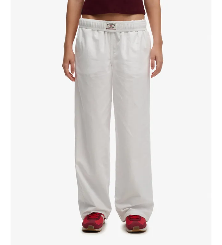 Superdry para mujer. W7011288A Pantalón Elástico blanco (M), Casual, Algodón