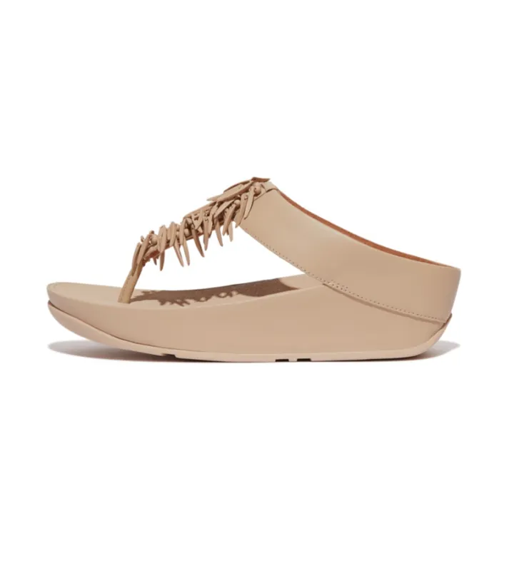Fitflop para mujer. HQ4-A94 Sandalias de piel Rumba Beaded beige (37), Ecopiel, 3 a 5cm, Ninguno, Casual
