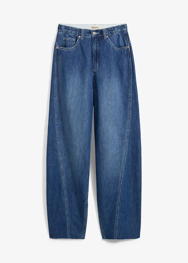 Vaqueros tipo balloon, high waist, súper suaves