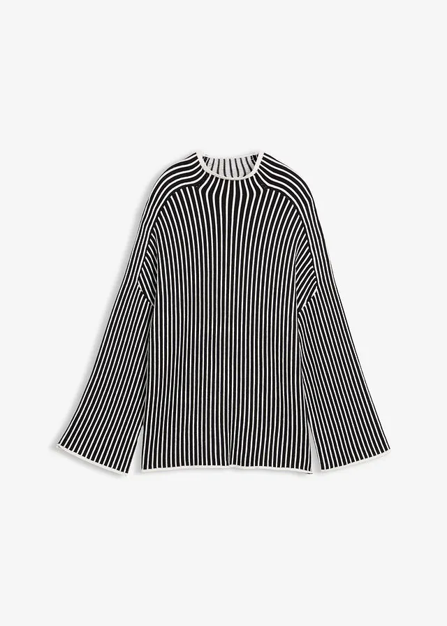Jersey de mezcla de viscosa con cuello alto