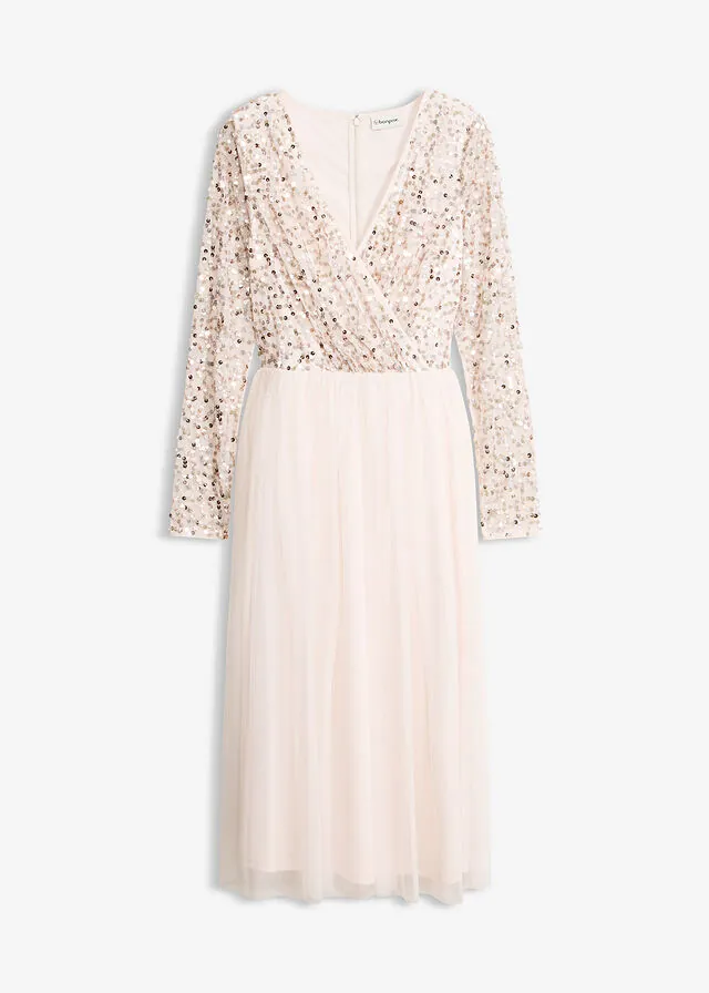 Vestido de cóctel con bordado de lentejuelas