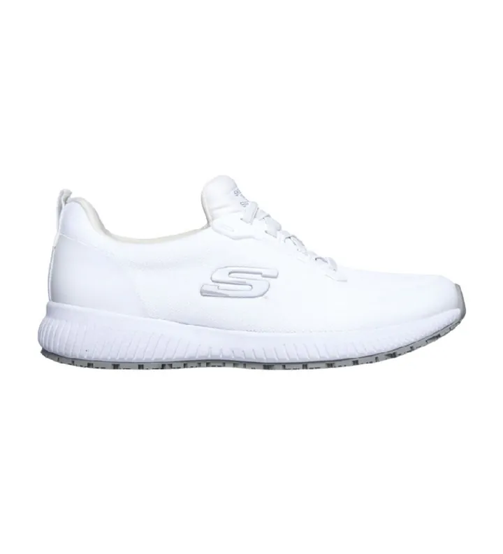 Skechers para mujer. 77222EC Zapatillas Work Slip-Resistant: Squad blanco (40), Plano, Cordones, Casual, Deportivo