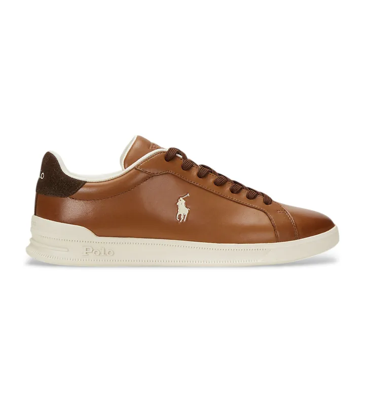 Polo Ralph Lauren para hombre. 809965073001 Zapatillas de piel CRT II marrón (40), Plano, Cordones, Casual