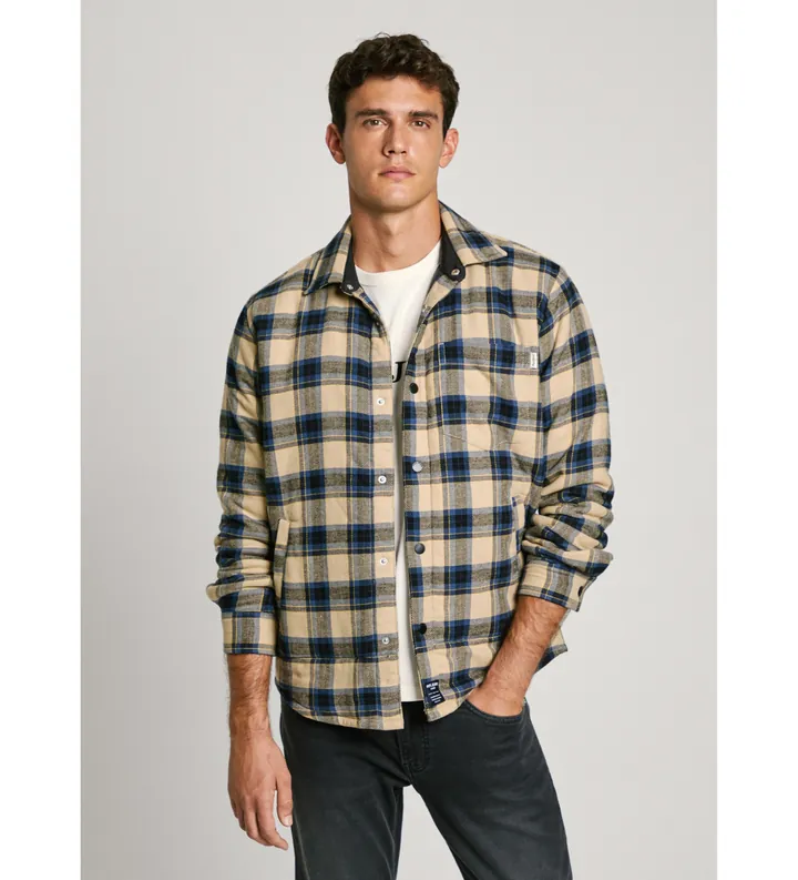 Pepe Jeans para hombre. PM308810 Sobrecamisa Steeve marino, amarillo (L), Casual, Algodón, Manga larga, Sostenible