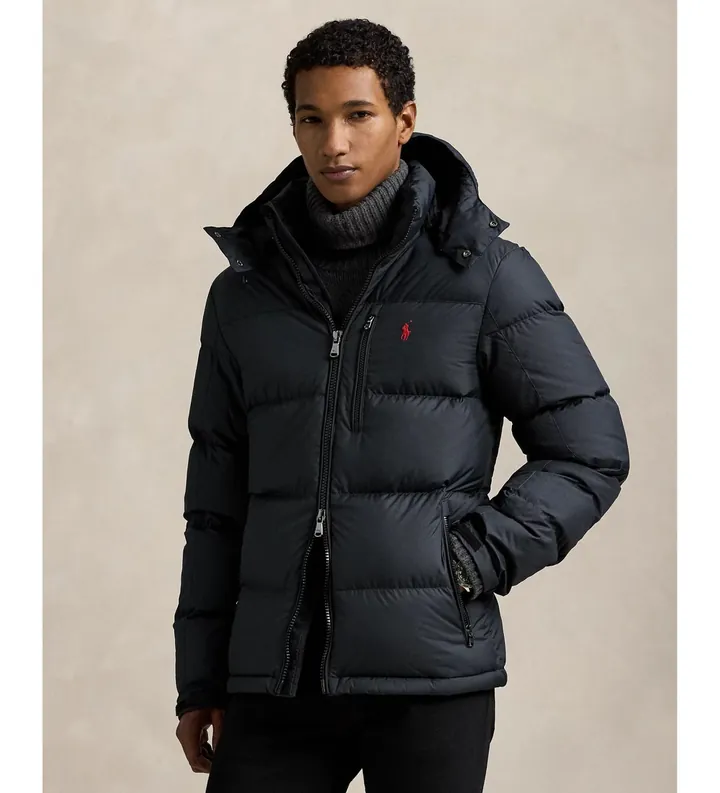 Polo Ralph Lauren para hombre. 710968278001 Chaqueta Gorham de plumón negro (L), Casual, Poliéster Reciclado, Sostenible