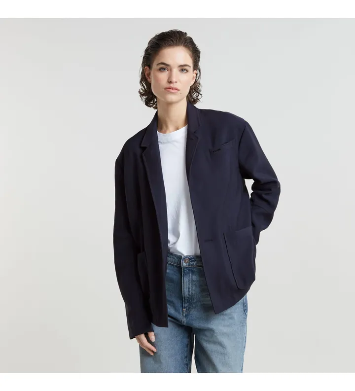 G-Star para mujer. D25210-D714-3873 Americana 3D Boyfriend marino (L), Casual, Viscosa, Manga larga