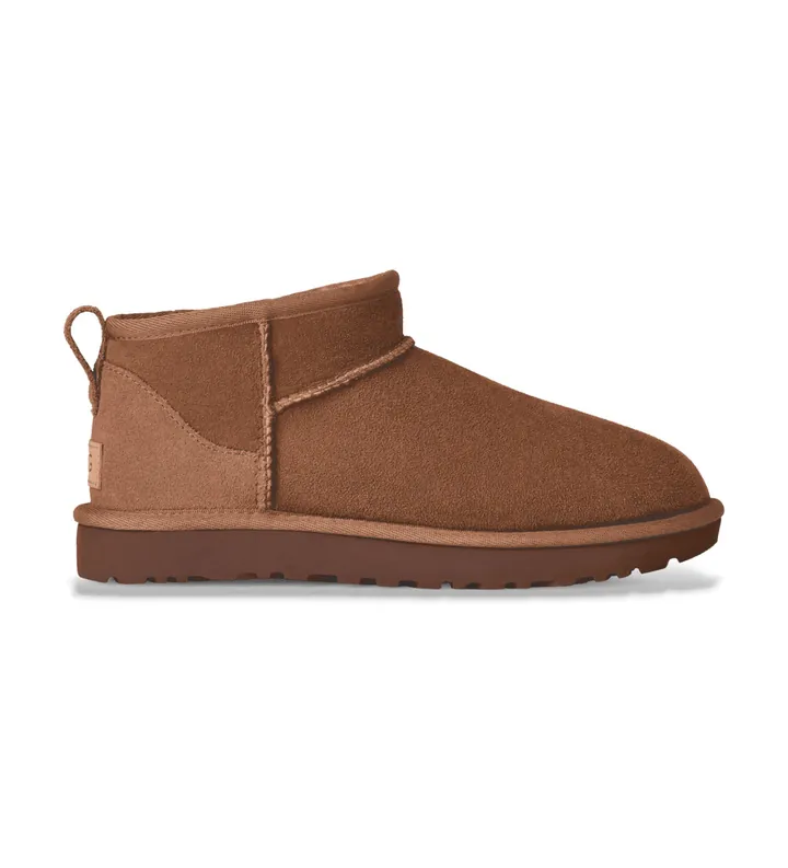 UGG para mujer. 1116109 Botines de Piel Classic Ultra Mini marrón (36), Plano, Ninguno, Casual