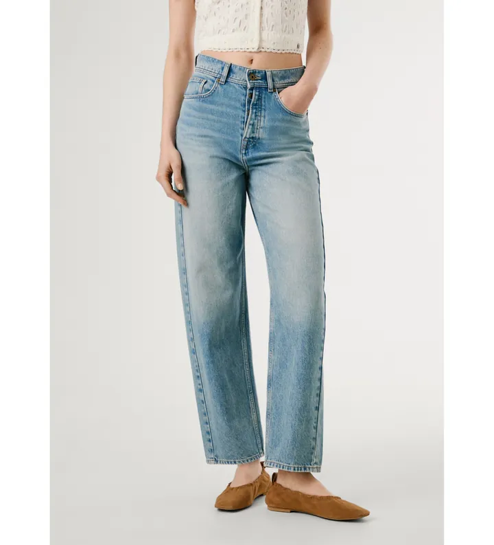 Pepe Jeans para mujer. PL2047392S0 Jeans Barrel Addison azul (24/30), Casual, Algodón, Denim