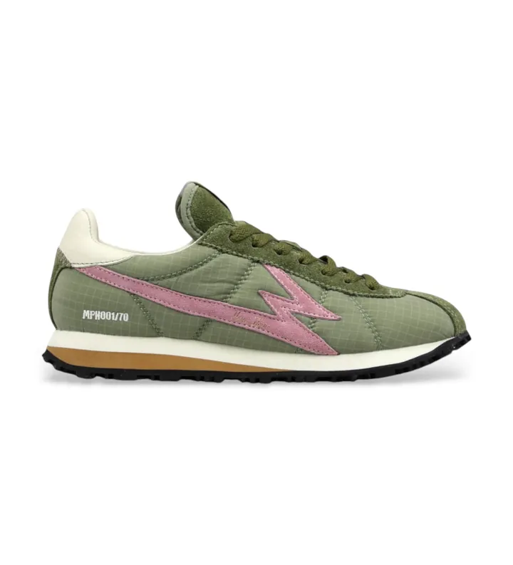 MOA Concept para mujer. FL085 Zapatillas de Piel Flash verde (37), Plano, Cordones, Casual