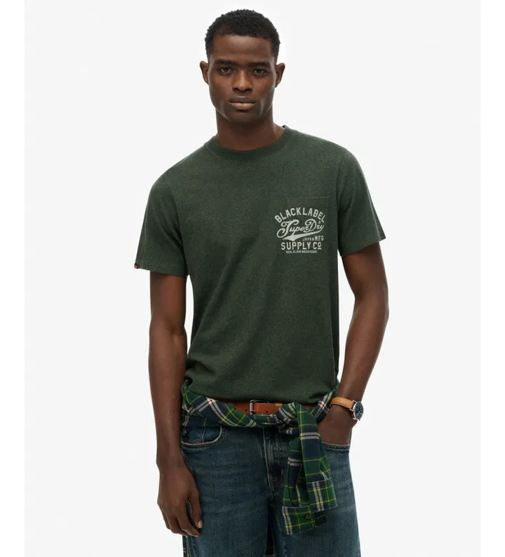 Superdry para hombre. M1012276A Camiseta Industrial Relaxed verde (L), Casual, Algodón, Manga corta