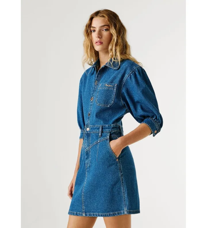 Pepe Jeans para mujer. PL95378494CB Vestido Authentic Gracie denim (M), Azul, Casual, Algodón